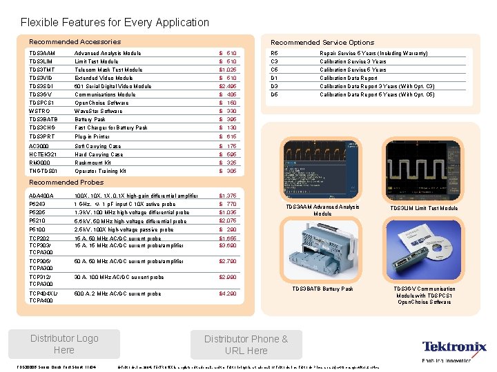 Flexible Features for Every Application Recommended Accessories Recommended Service Options TDS 3 AAM TDS