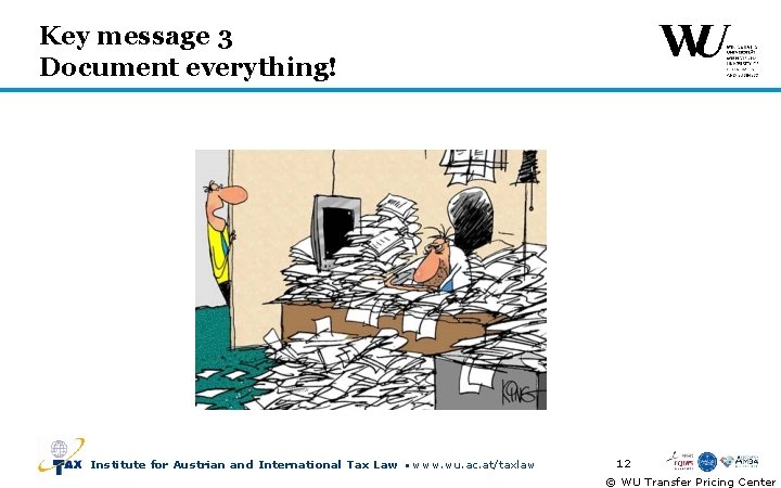 Key message 3 Document everything! Institute for Austrian and International Tax Law www. wu.