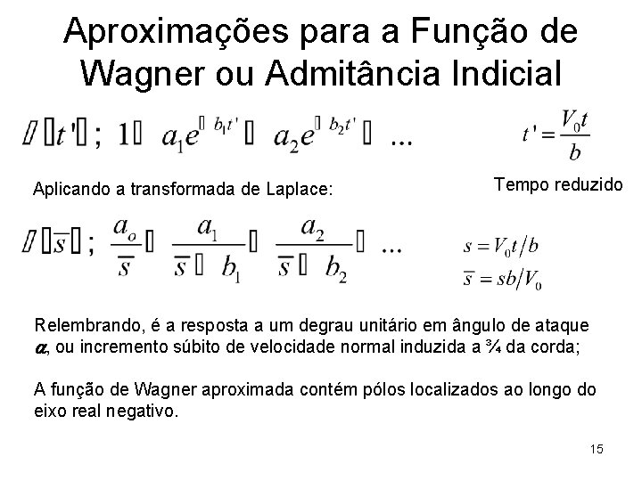 Aproximações para a Função de Wagner ou Admitância Indicial Aplicando a transformada de Laplace: