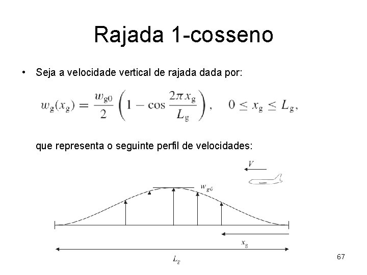 Rajada 1 -cosseno • Seja a velocidade vertical de rajada dada por: que representa