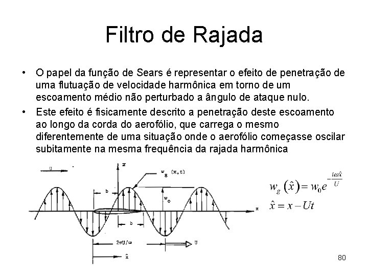 Filtro de Rajada • O papel da função de Sears é representar o efeito