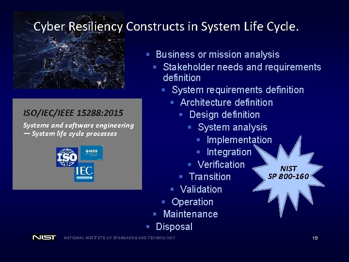 Cyber Resiliency Constructs in System Life Cycle. ISO/IEC/IEEE 15288: 2015 Systems and software engineering