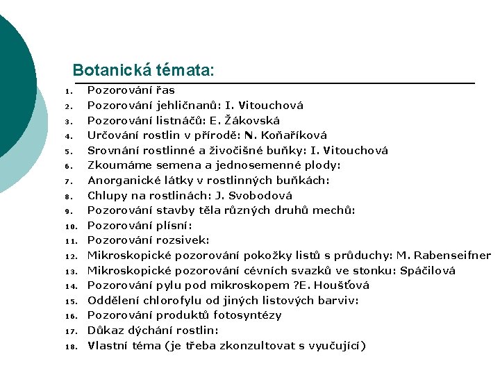 Botanická témata: 1. 2. 3. 4. 5. 6. 7. 8. 9. 10. 11. 12.