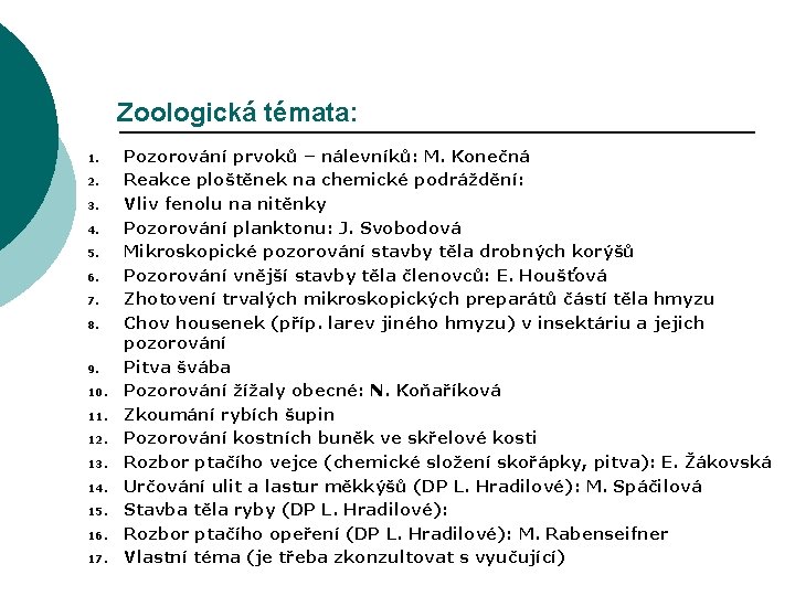 Zoologická témata: 1. 2. 3. 4. 5. 6. 7. 8. 9. 10. 11. 12.