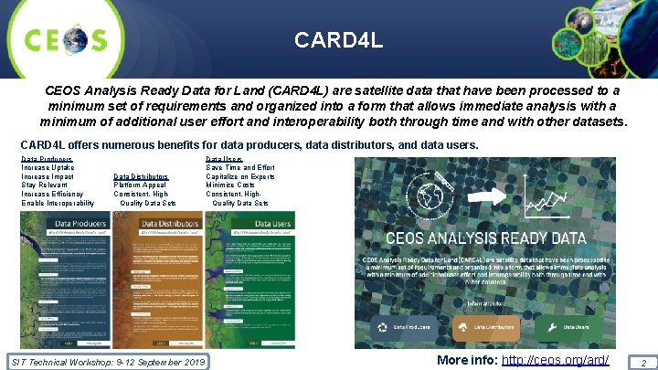 CARD 4 L CEOS Analysis Ready Data for Land (CARD 4 L) are satellite