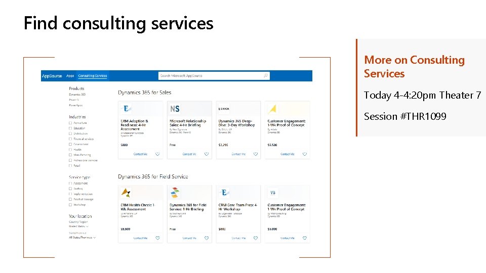 Find consulting services More on Consulting Services Today 4 -4: 20 pm Theater 7