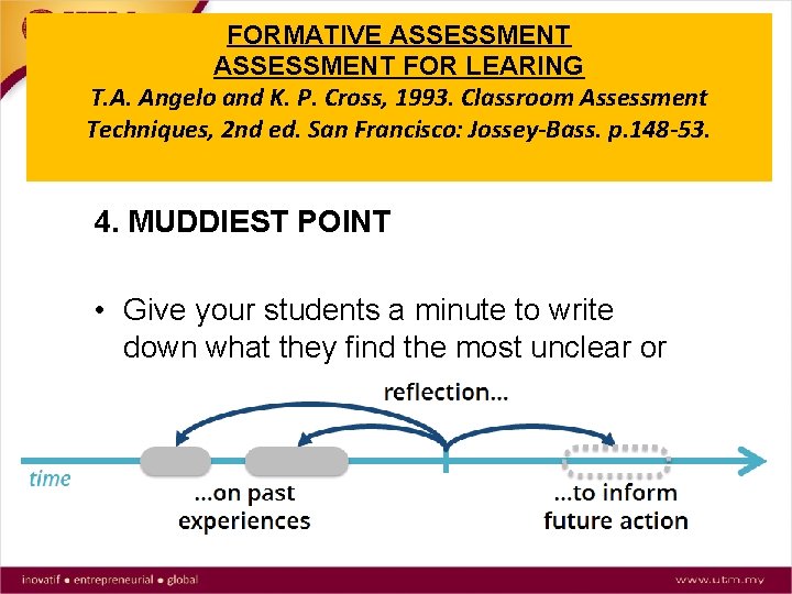 FORMATIVE ASSESSMENT FOR LEARING T. A. Angelo and K. P. Cross, 1993. Classroom Assessment