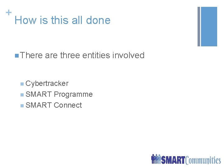 + How is this all done n There are three entities involved n Cybertracker