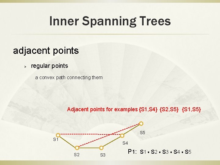 Inner Spanning Trees adjacent points Ø regular points a convex path connecting them Adjacent