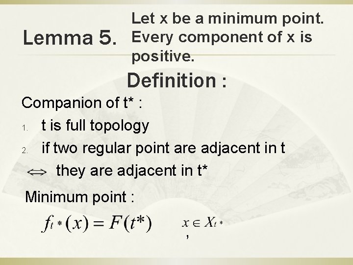 Lemma 5. Let x be a minimum point. Every component of x is positive.