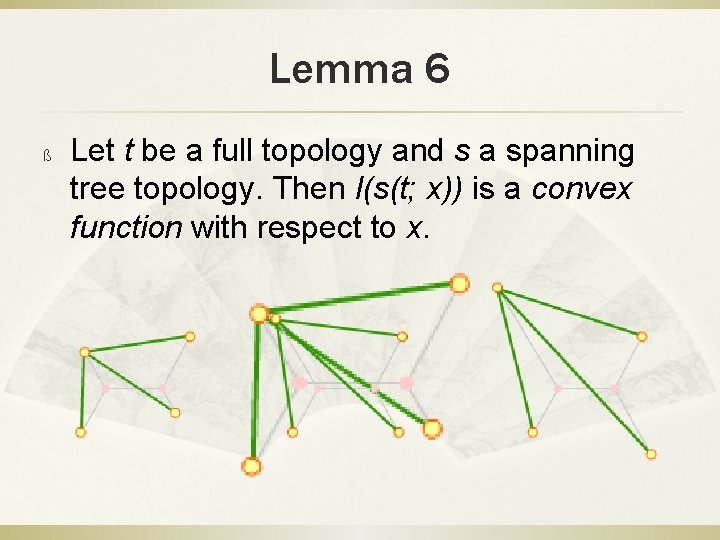 Lemma 6 ß Let t be a full topology and s a spanning tree
