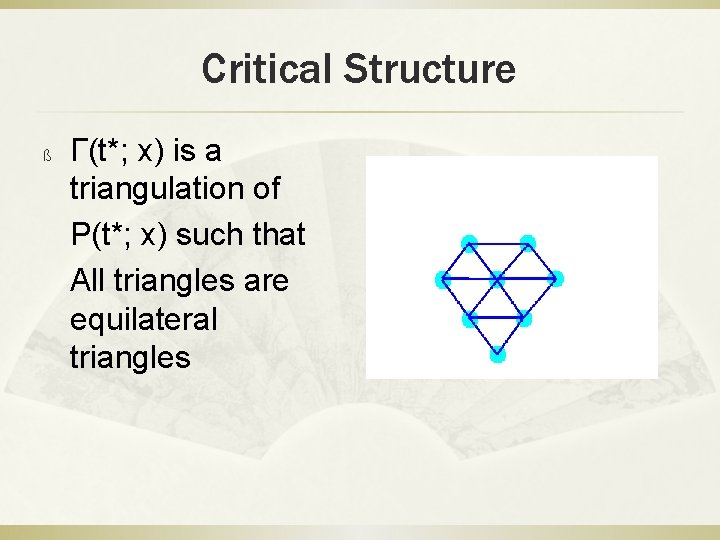 Critical Structure Γ(t*; x) is a triangulation of P(t*; x) such that All triangles