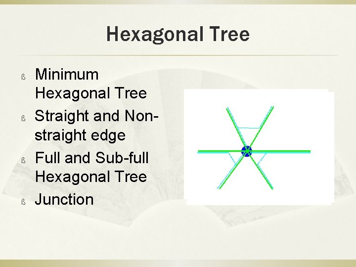 Hexagonal Tree ß ß Minimum Hexagonal Tree Straight and Nonstraight edge Full and Sub-full