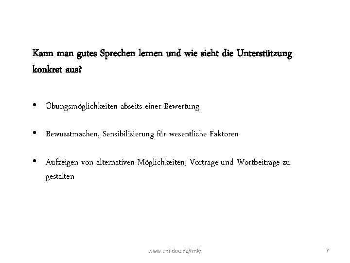 Kann man gutes Sprechen lernen und wie sieht die Unterstützung konkret aus? • Übungsmöglichkeiten