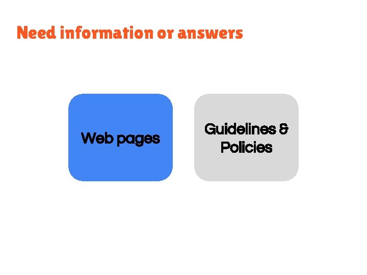 Need information or answers Web pages Guidelines & Policies 