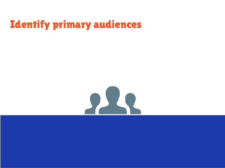 Identify primary audiences 