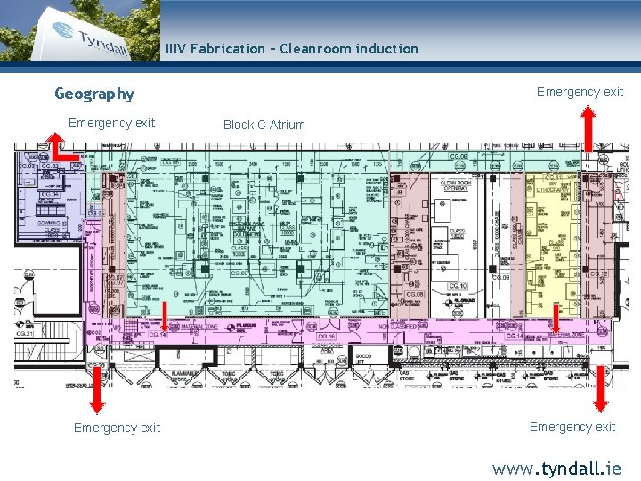 IIIV Fabrication – Cleanroom induction Geography Emergency exit Block C Atrium Emergency exit www.