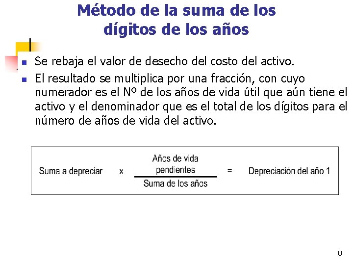 Método de la suma de los dígitos de los años n n Se rebaja