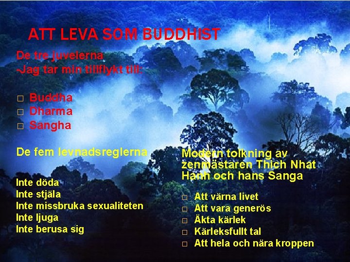 ATT LEVA SOM BUDDHIST De tre juvelerna -Jag tar min tillflykt till: � �