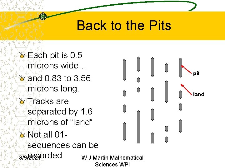 Back to the Pits Each pit is 0. 5 microns wide… and 0. 83 Back to the Pits Each pit is 0. 5 microns wide… and 0. 83