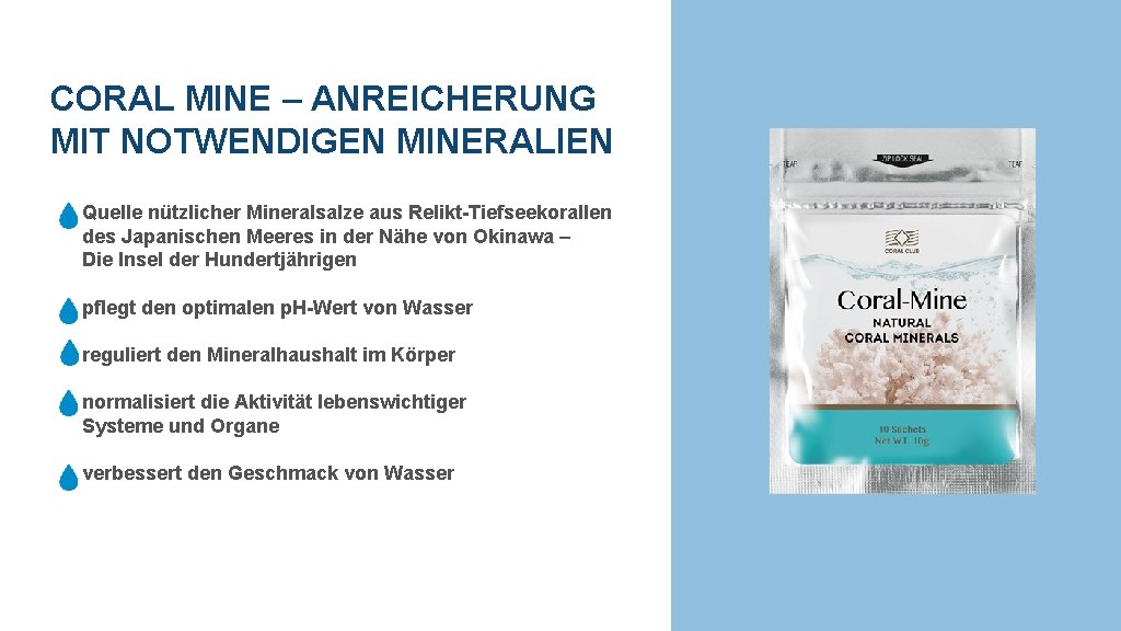 CORAL MINE – ANREICHERUNG MIT NOTWENDIGEN MINERALIEN Quelle nützlicher Mineralsalze aus Relikt-Tiefseekorallen des Japanischen