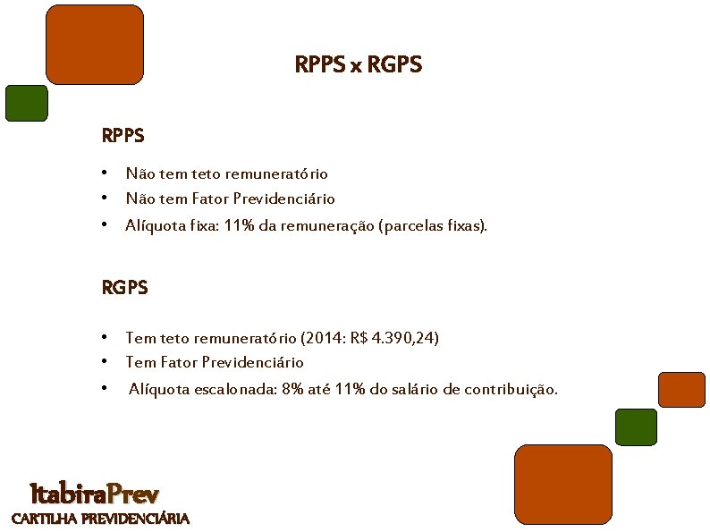 RPPS x RGPS RPPS • Não tem teto remuneratório • Não tem Fator Previdenciário