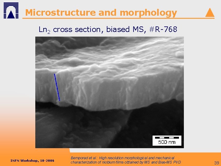 Microstructure and morphology Ln 2 cross section, biased MS, #R-768 INFN Workshop, 10 -2006