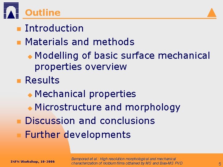 Outline n n n Introduction Materials and methods u Modelling of basic surface mechanical