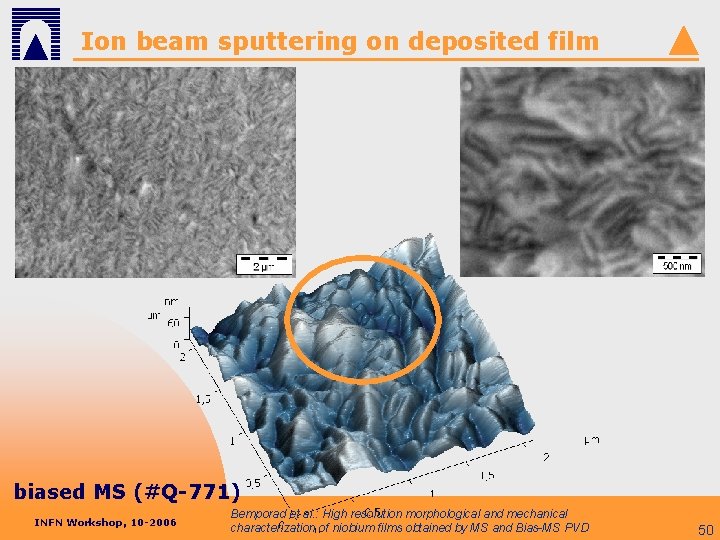 Ion beam sputtering on deposited film biased MS (#Q-771) INFN Workshop, 10 -2006 Bemporad