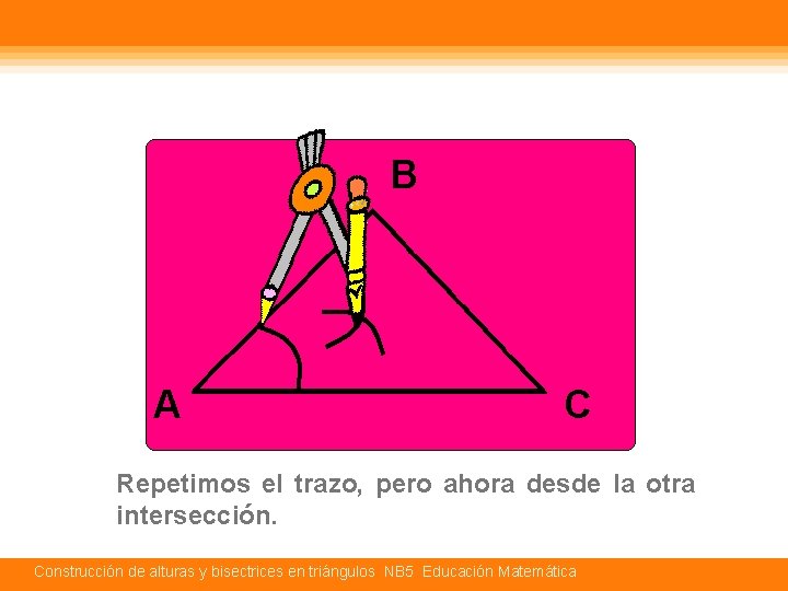 B A C Repetimos el trazo, pero ahora desde la otra intersección. Construcción de