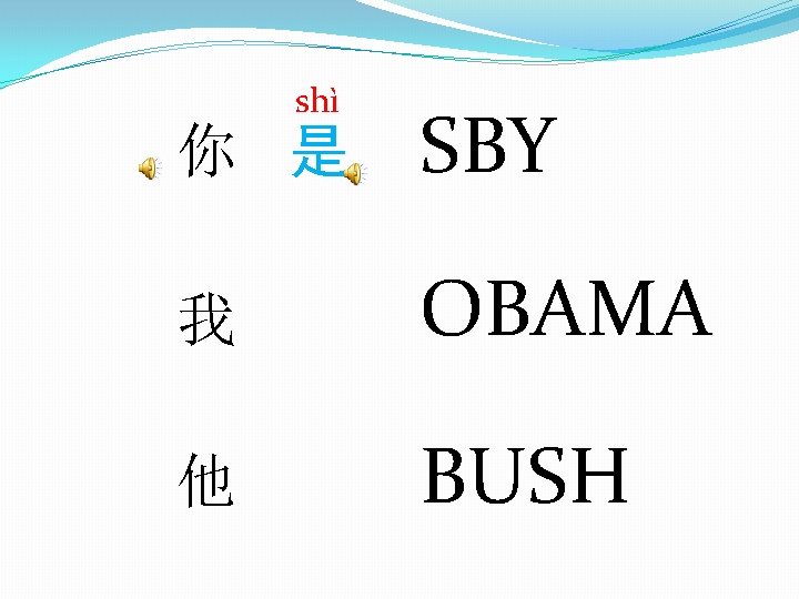 shì 你 是 SBY 我 OBAMA 他 BUSH 