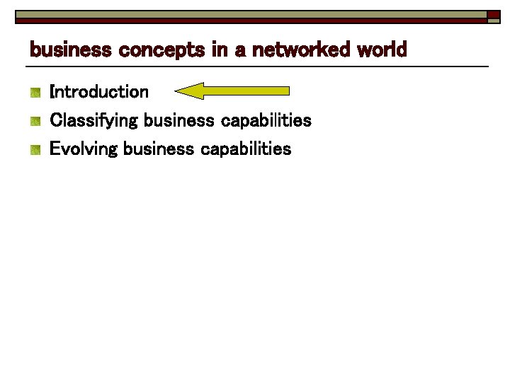 business concepts in a networked world Introduction Classifying business capabilities Evolving business capabilities 