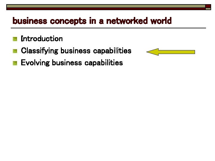 business concepts in a networked world Introduction Classifying business capabilities Evolving business capabilities 