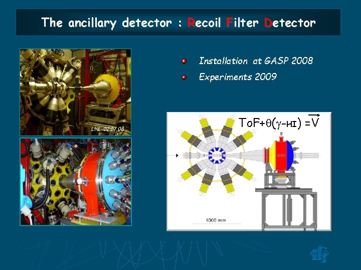 The ancillary detector : Recoil Filter Detector Installation at GASP 2008 Experiments 2009 LNL-02.