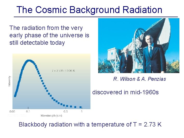  The Cosmic Background Radiation The radiation from the very early phase of the