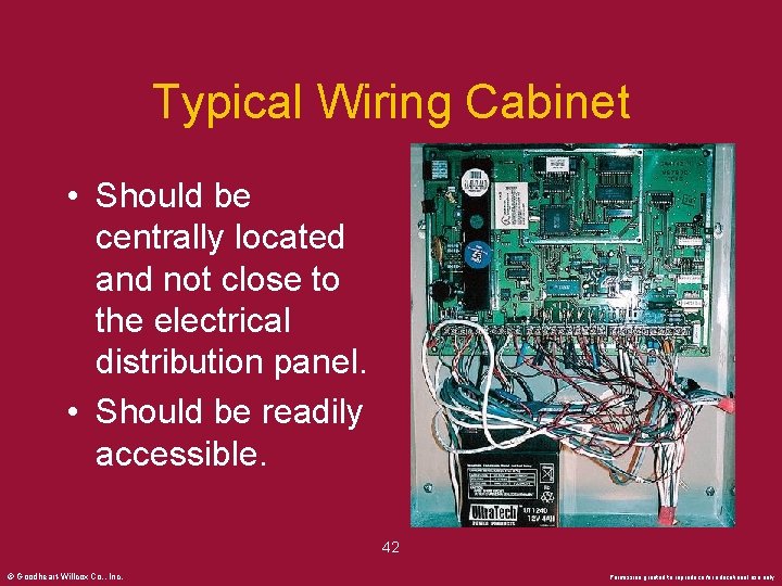 Typical Wiring Cabinet • Should be centrally located and not close to the electrical