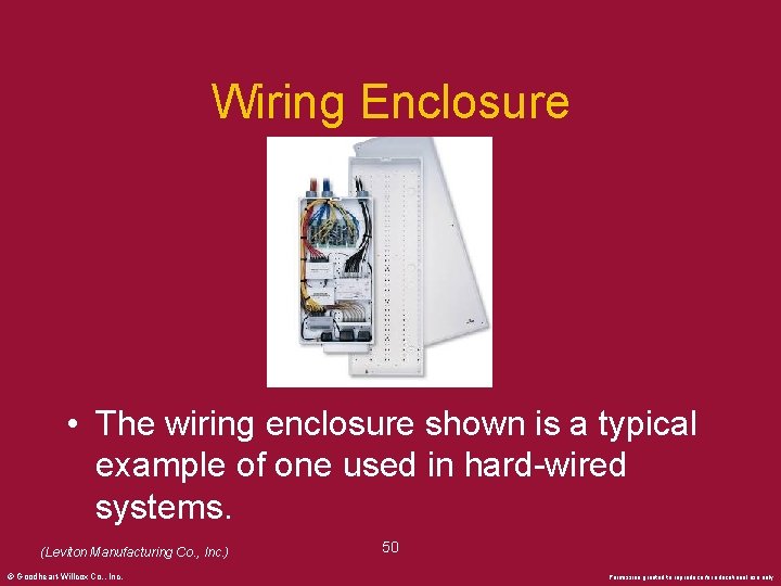 Wiring Enclosure • The wiring enclosure shown is a typical example of one used