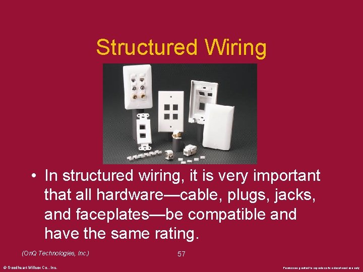 Structured Wiring • In structured wiring, it is very important that all hardware—cable, plugs,