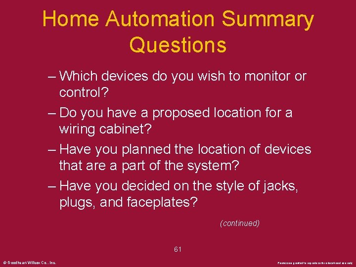 Home Automation Summary Questions – Which devices do you wish to monitor or control?