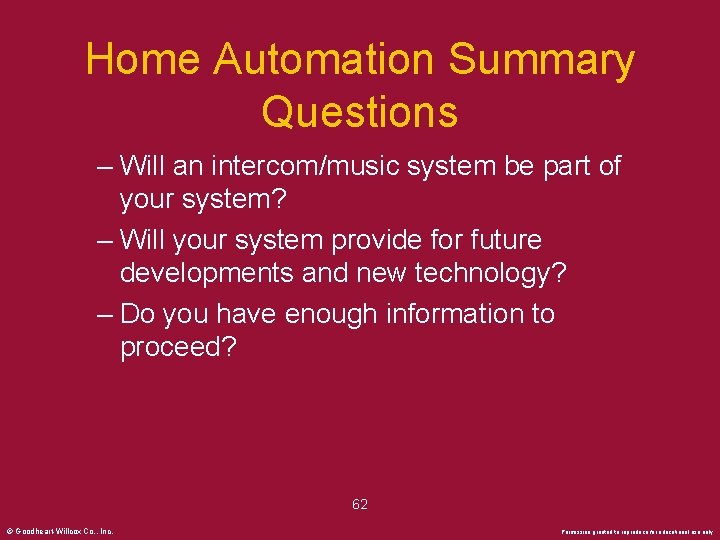 Home Automation Summary Questions – Will an intercom/music system be part of your system?