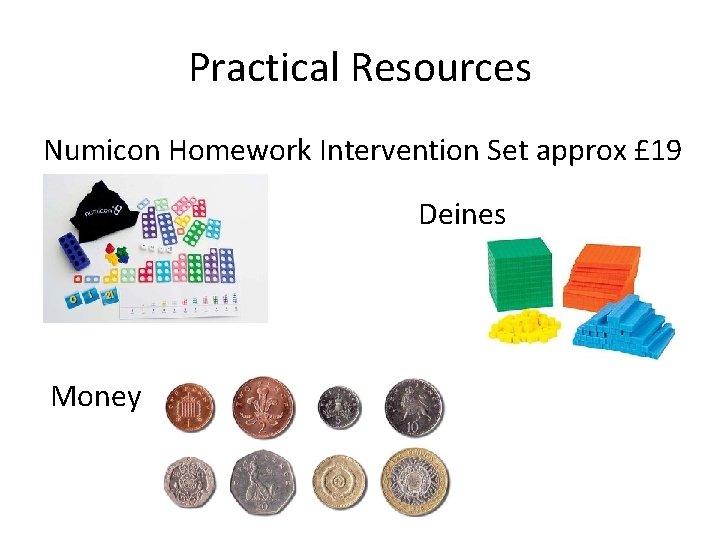 Practical Resources Numicon Homework Intervention Set approx £ 19 Deines Money 
