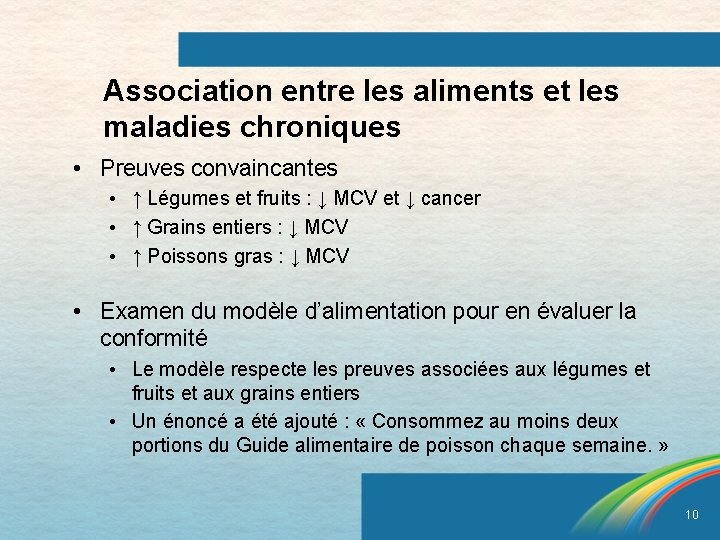 Association entre les aliments et les maladies chroniques • Preuves convaincantes • ↑ Légumes