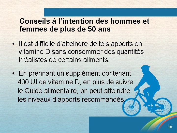 Conseils à l’intention des hommes et femmes de plus de 50 ans • Il