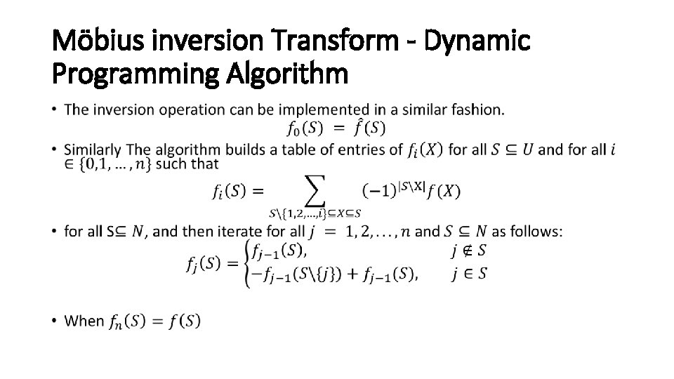 Möbius inversion Transform - Dynamic Programming Algorithm • 