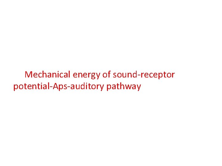 Mechanical energy of sound-receptor potential-Aps-auditory pathway 