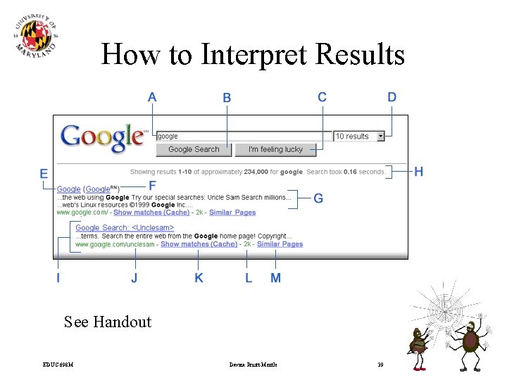 How to Interpret Results See Handout EDUC 698 M Davina Pruitt-Mentle 39 