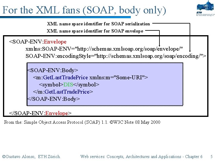 For the XML fans (SOAP, body only) XML name space identifier for SOAP serialization