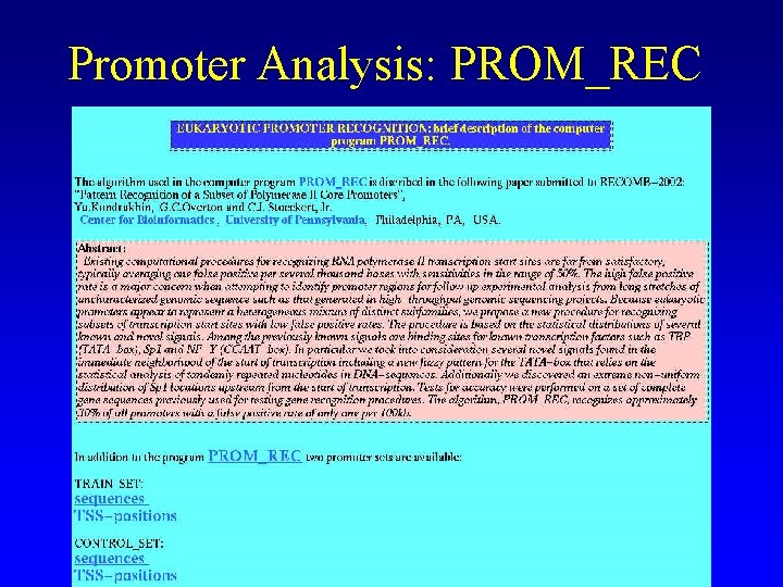Promoter Analysis: PROM_REC 