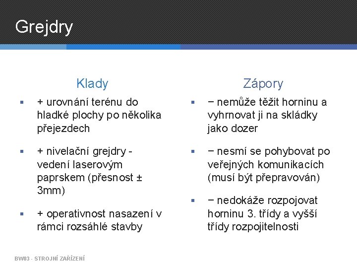 Grejdry Klady Zápory § + urovnání terénu do hladké plochy po několika přejezdech §