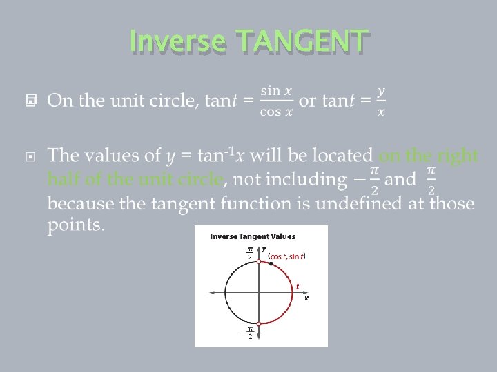 Inverse TANGENT � 